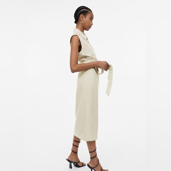 H&M Linen Blend Shirt Dress New - Picture 5 of 8